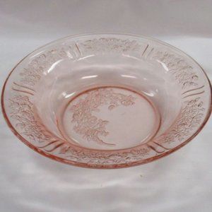 Federal Depression Glass Pink Sharon, aka Cabbage Rose, 7 1/2 In Flat Soup Bowl